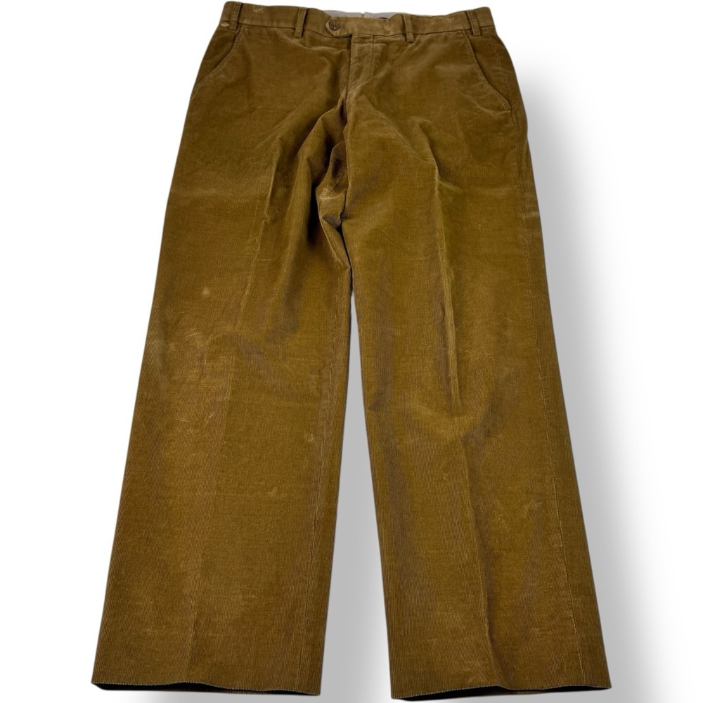 Hiltl Khaki ZE200‎ Corduroy Flat Front Pants Men's Size 34x30 Cotton Elastane